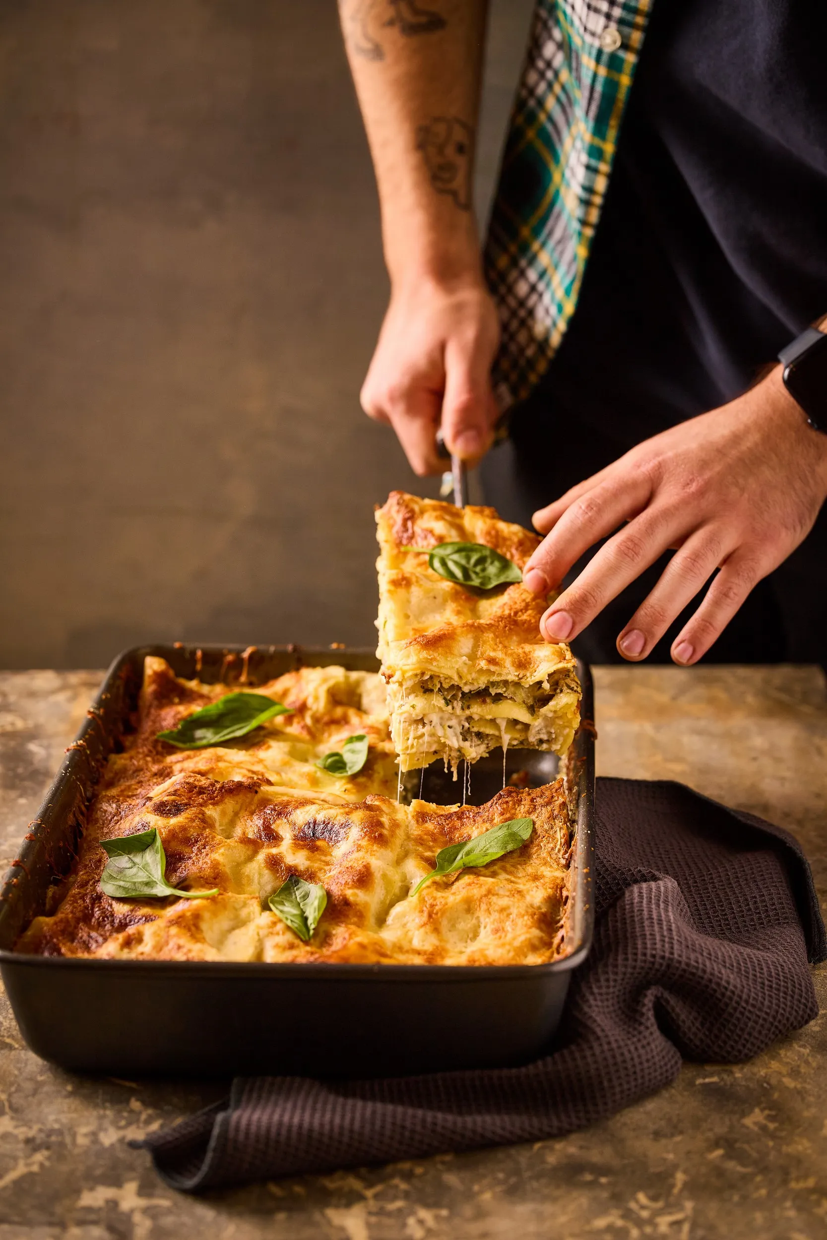 Citromos-zöldfűszeres túrós lasagne