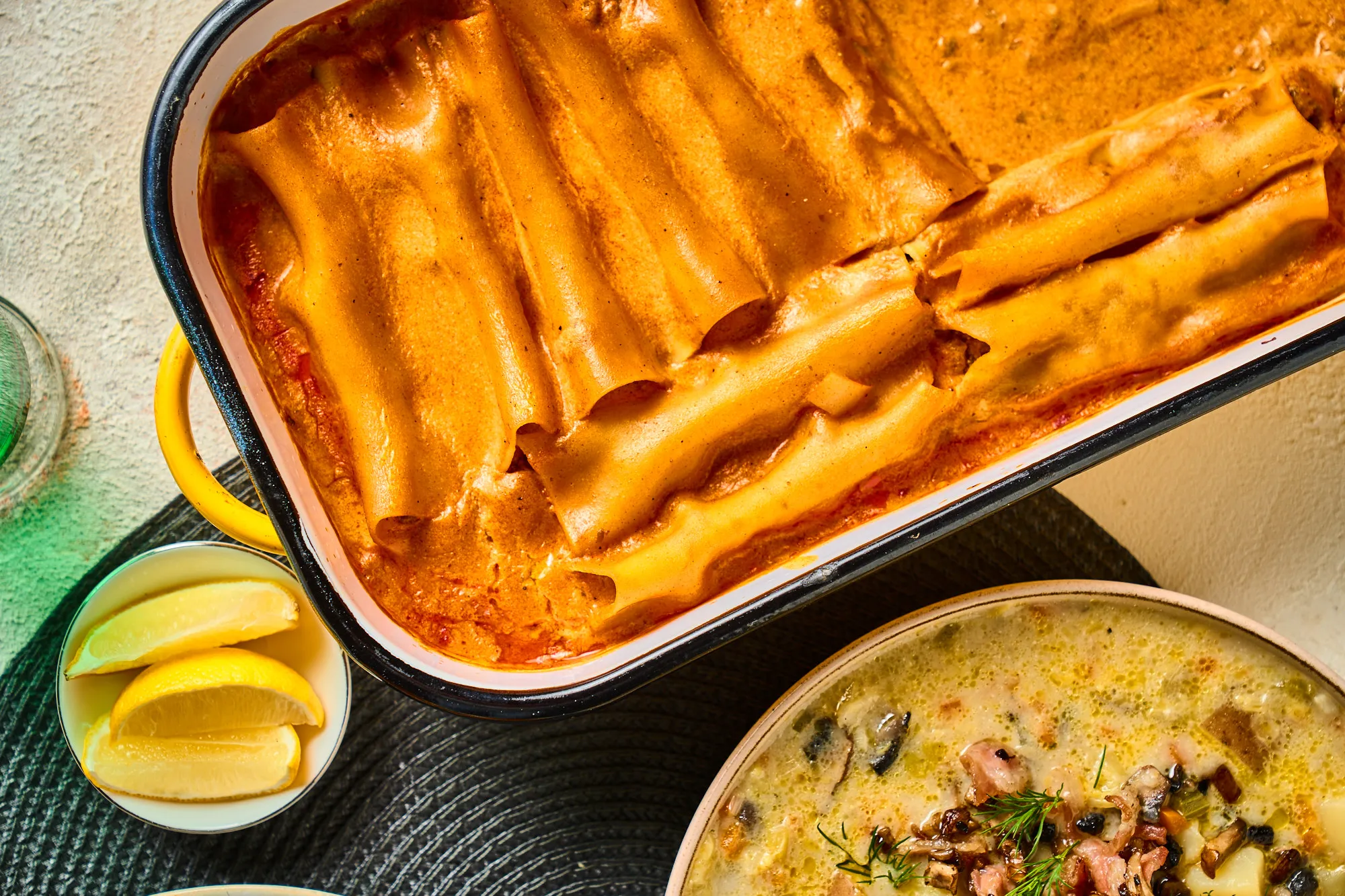 Gombapaprikással töltött cannelloni