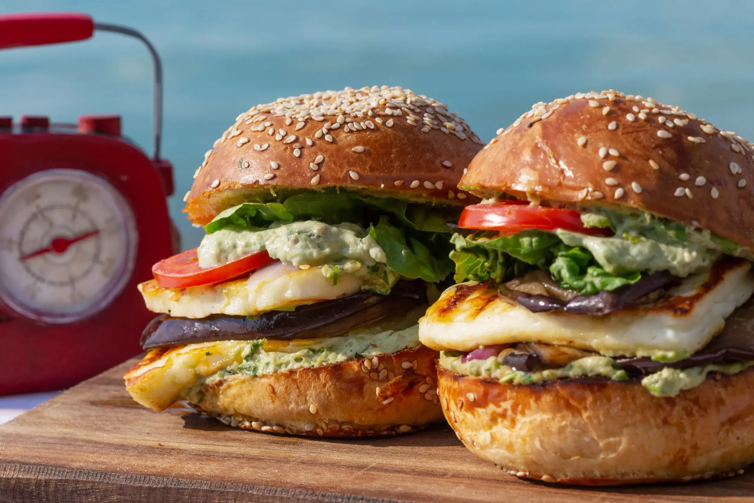 Grillezett halloumis burger