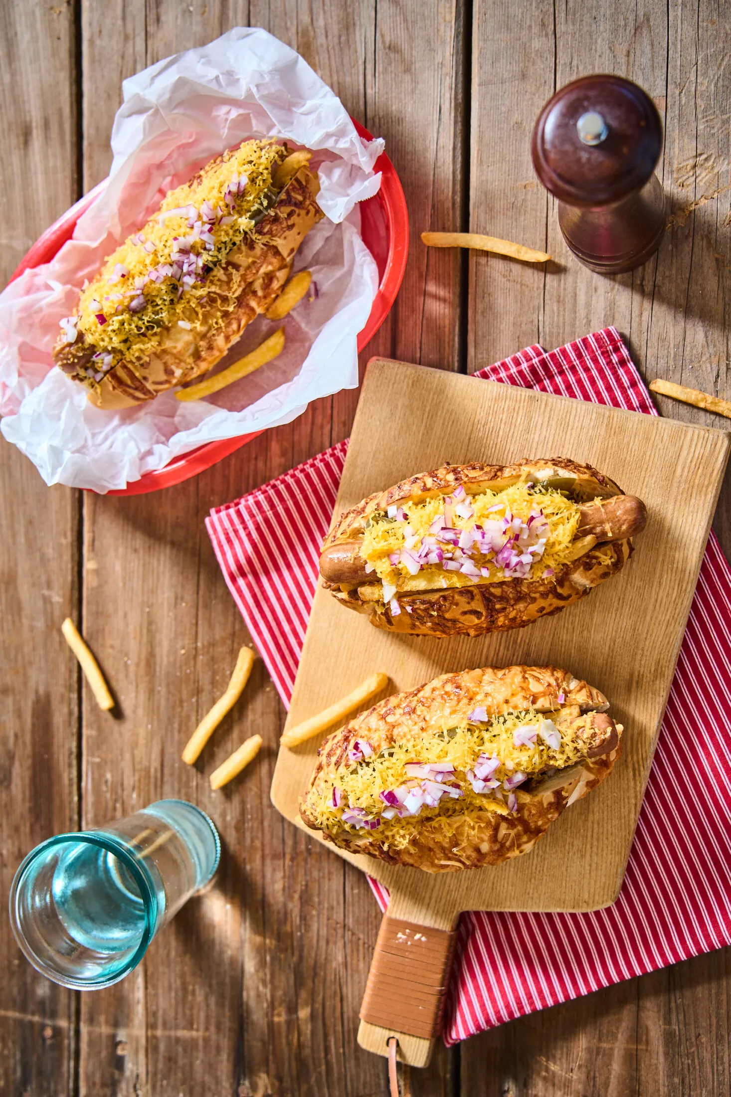 Chili cheese hot dog