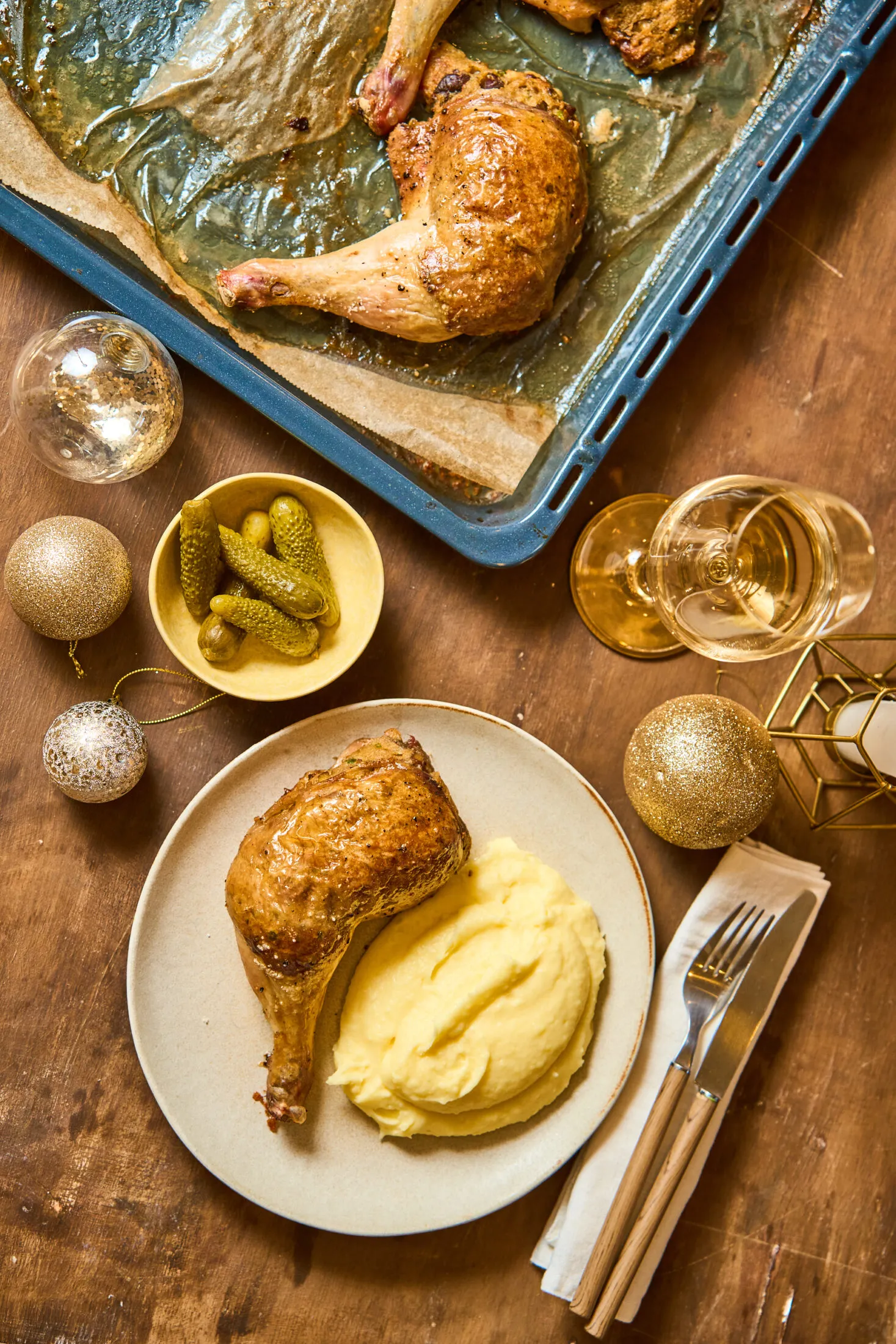 Gödöllői gesztenyés csirkecomb krumplipürével