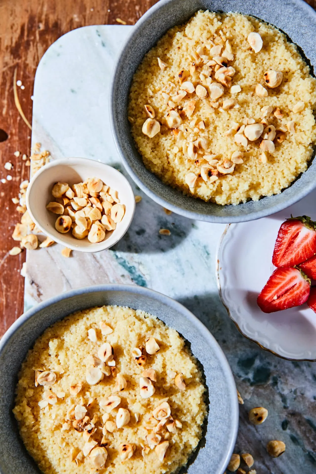 édes kuszkusz pirított mogyoróval