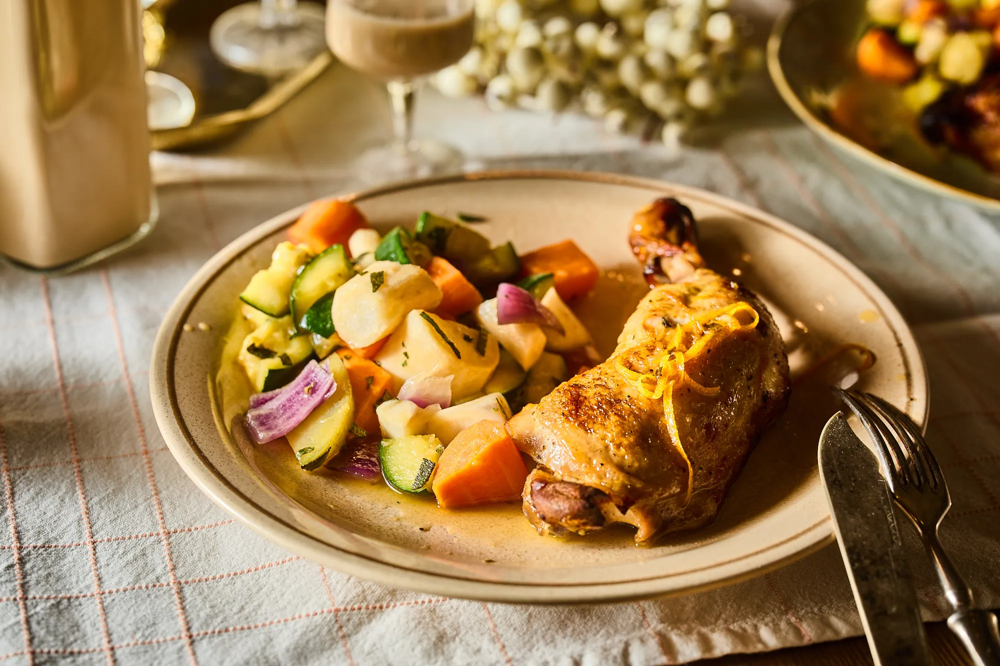 Narancsos sous vide csirkecomb párolt zöldségekkel