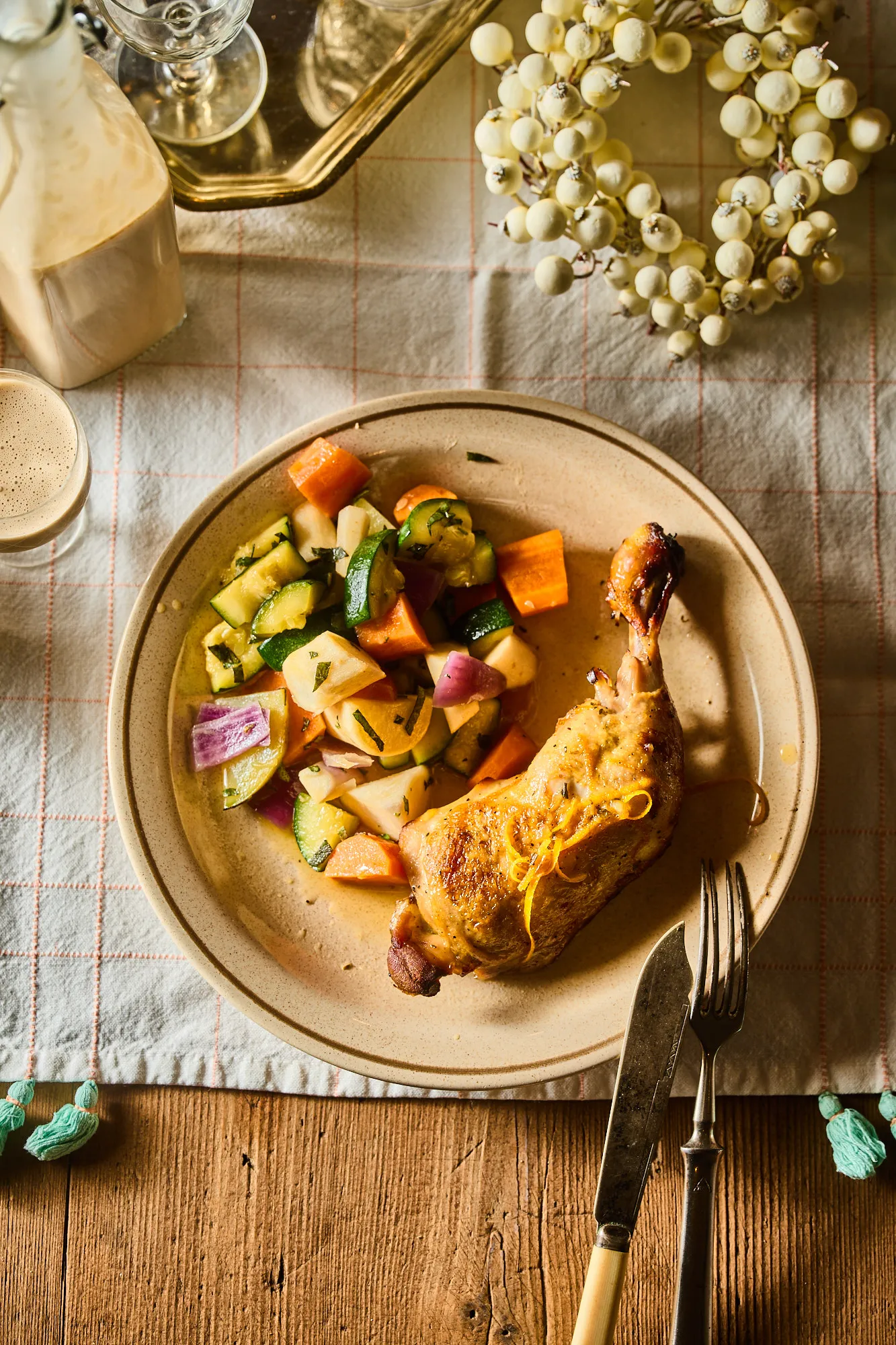 Narancsos sous vide csirkecomb párolt zöldségekkel