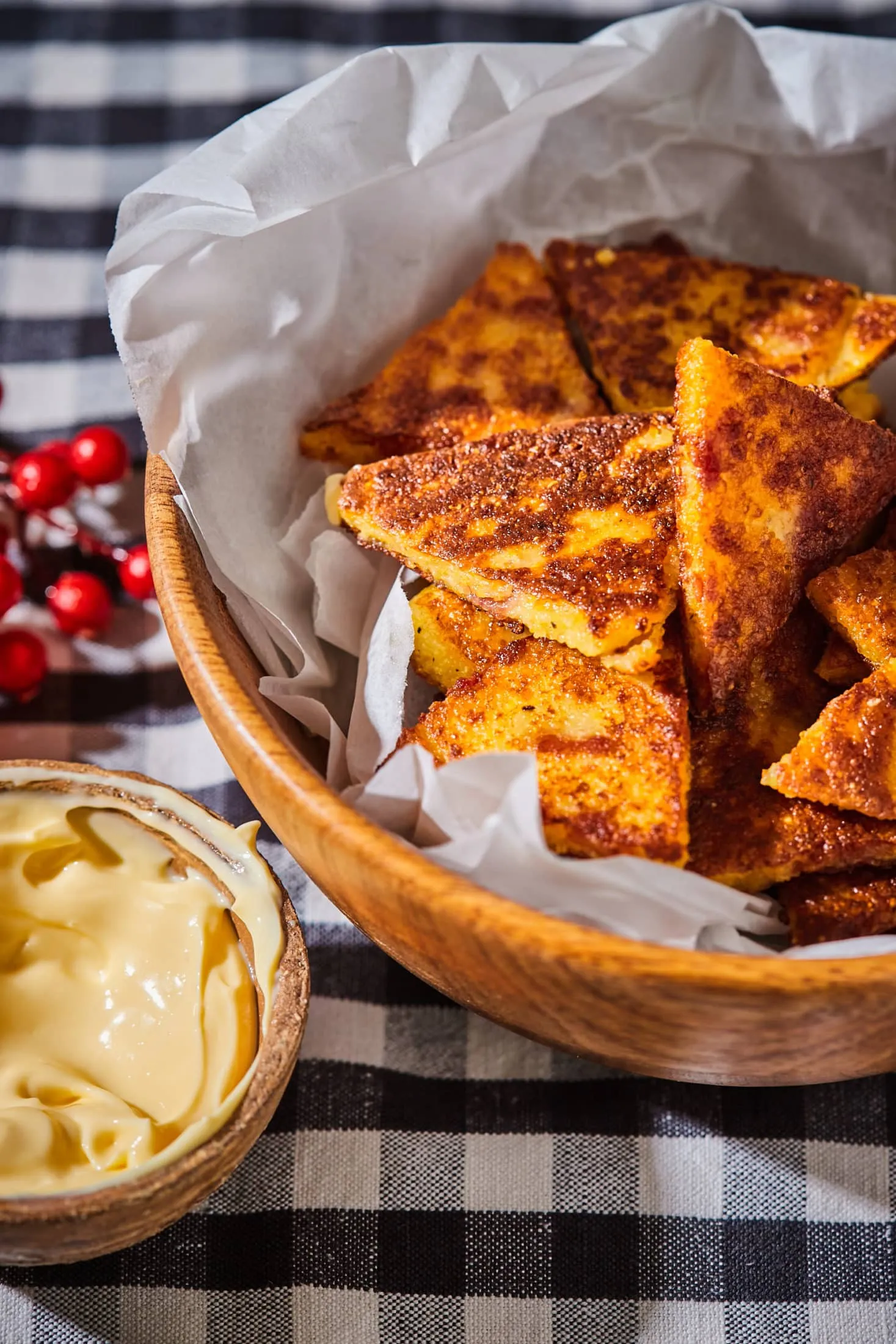 Baconös polenta snack
