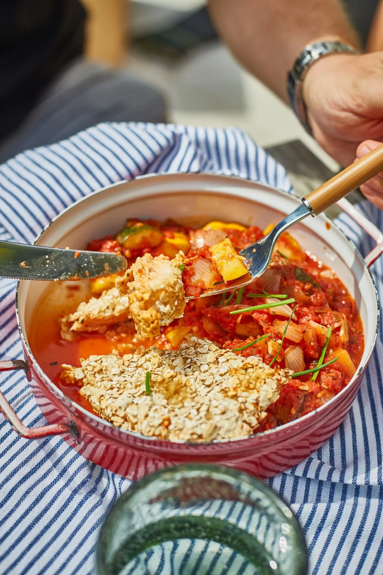 Ratatouille zabbal panírozott csirkemellel