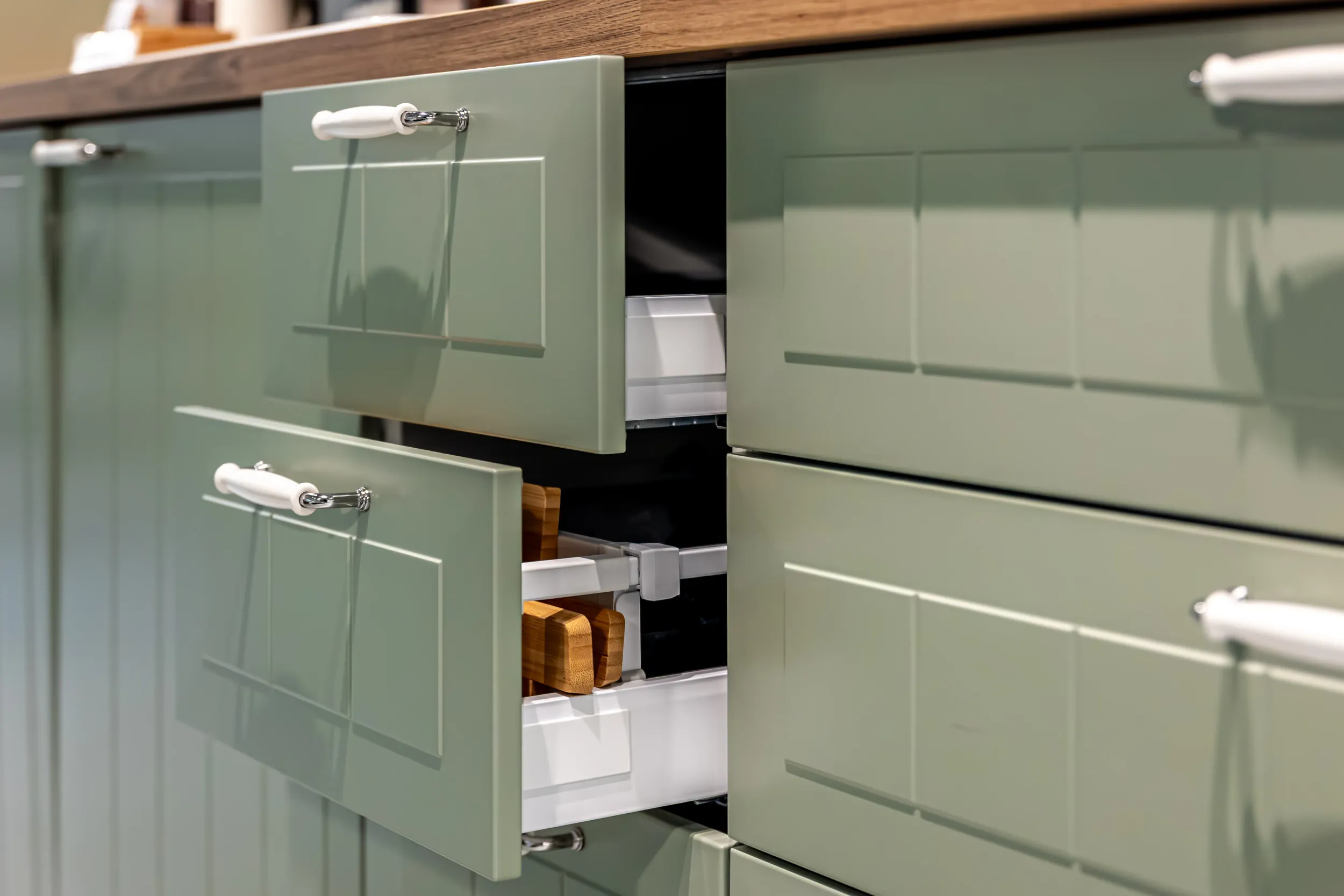 side-view-open-drawer-sage-green-kitchen-declutter-mood