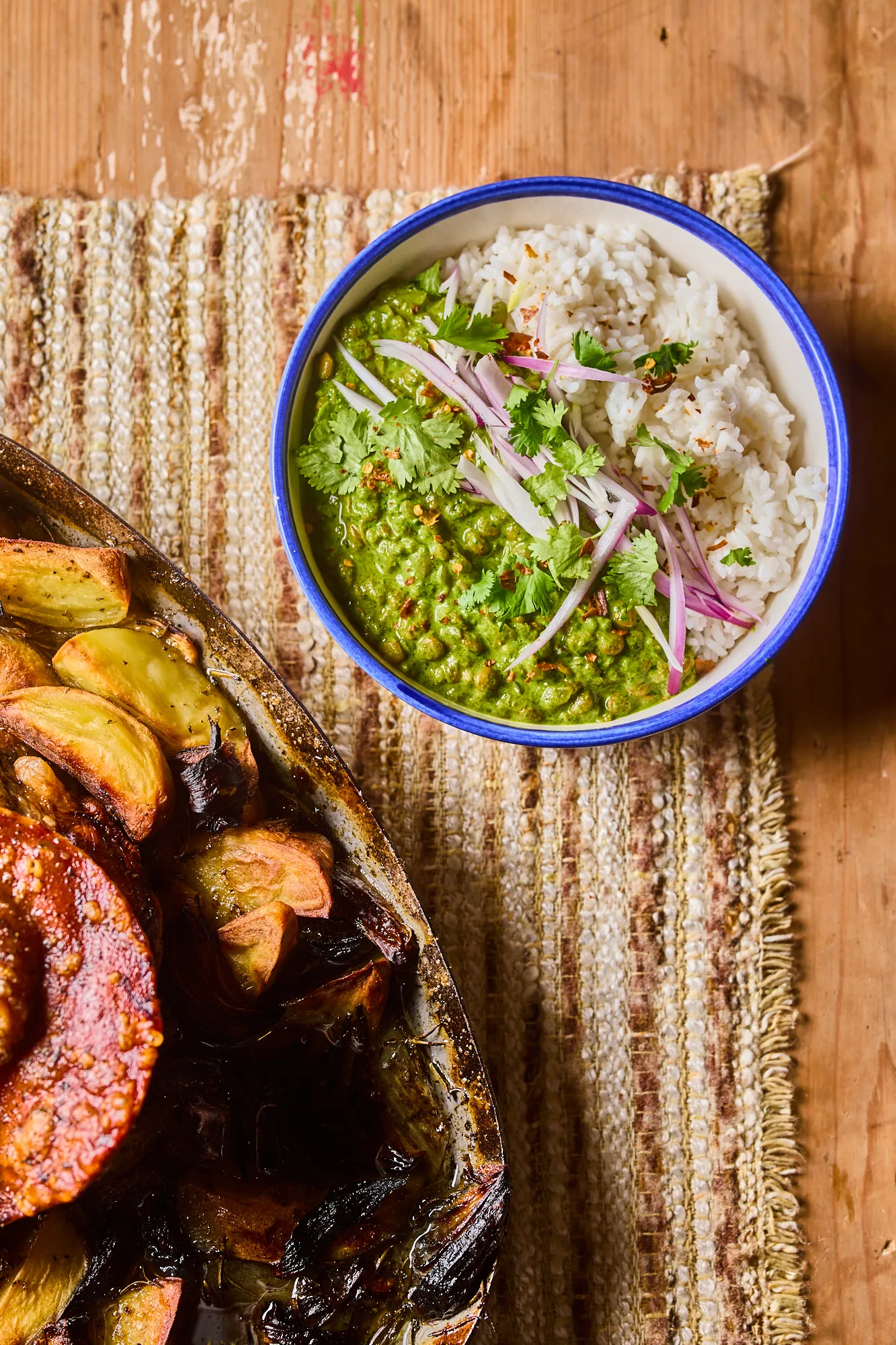 Spenótos-lencsés dahl rizzsel