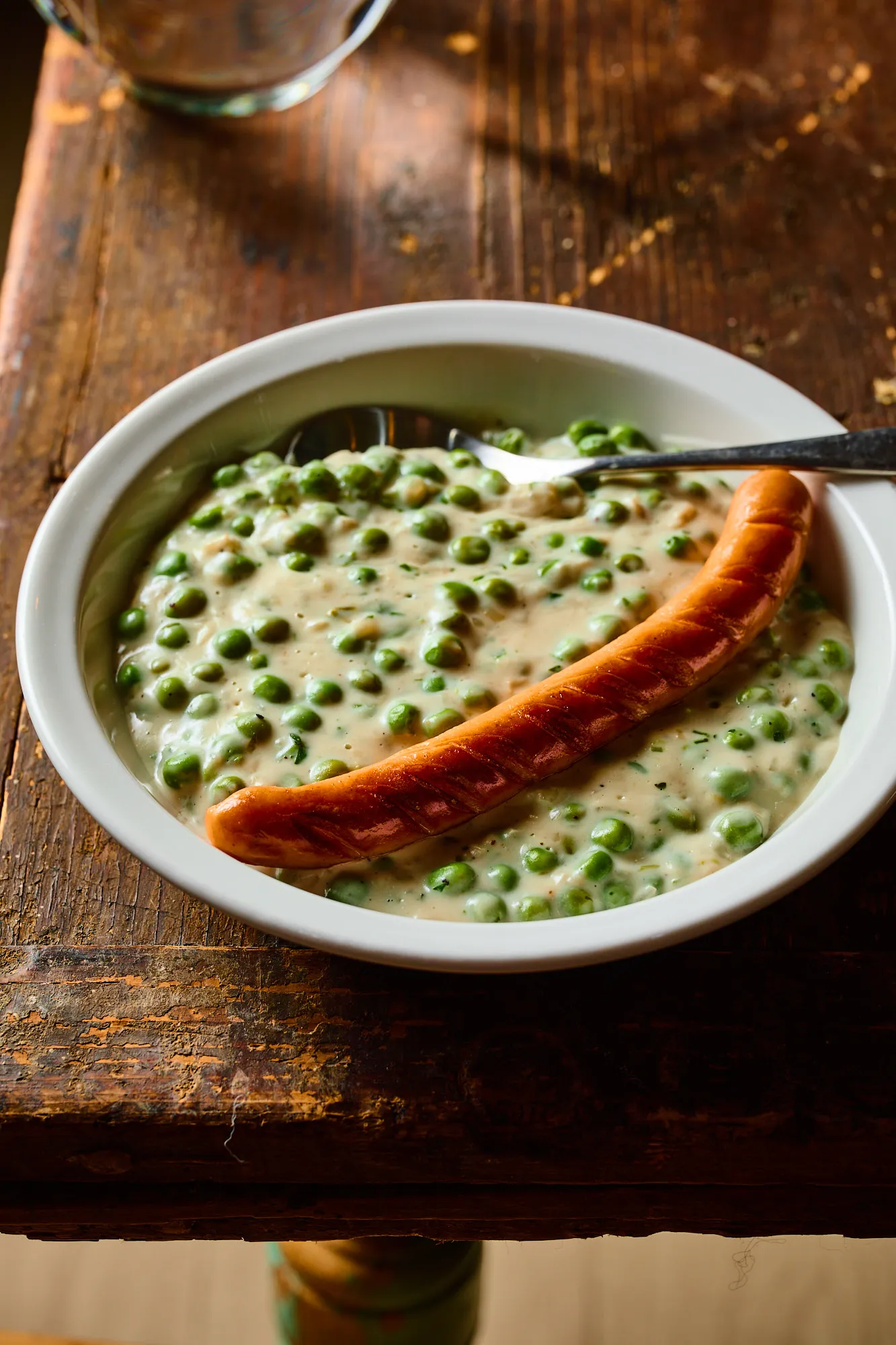 Tejfölös zöldborsófőzelék