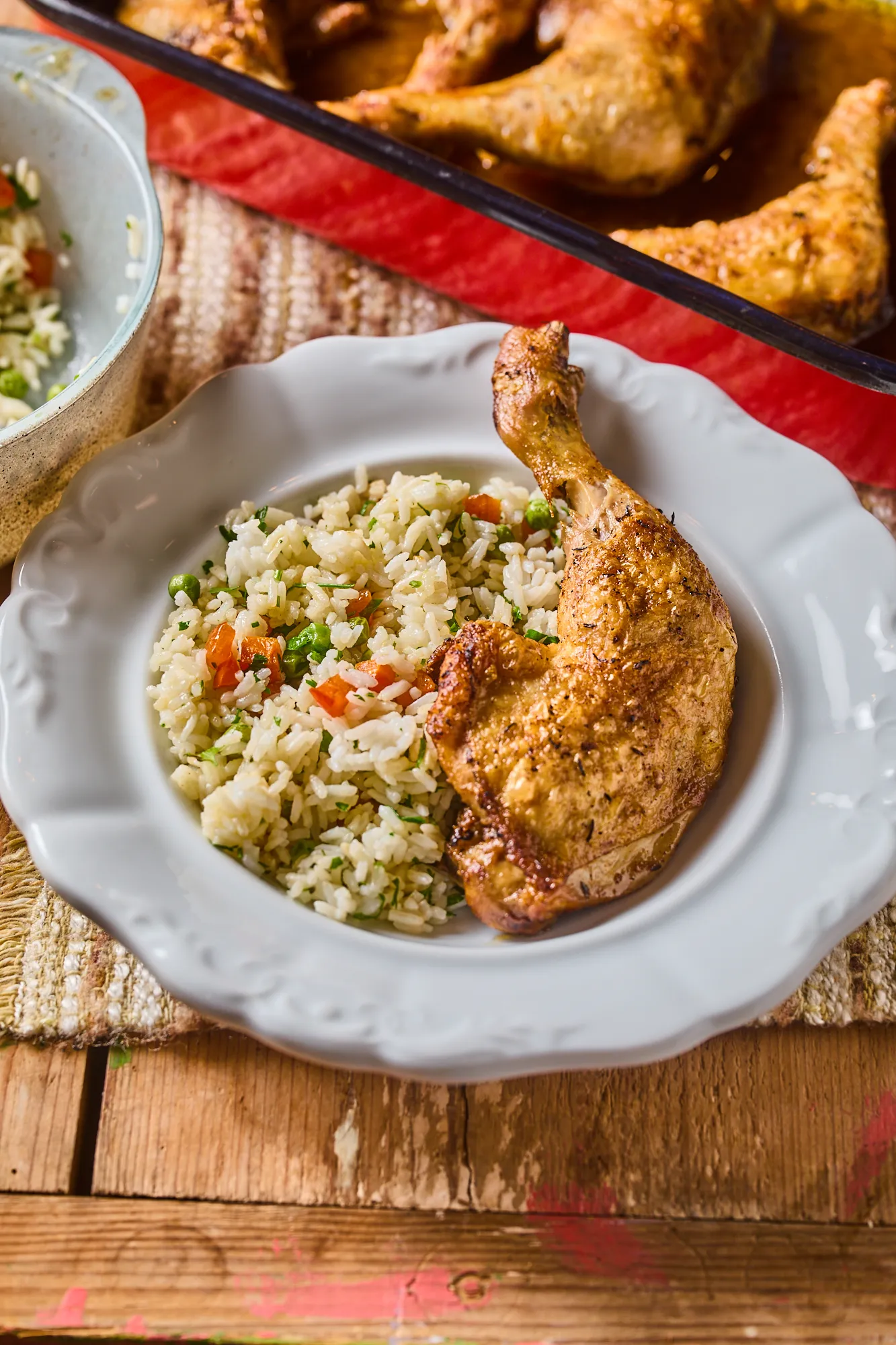 Vajas sült csirke zöldséges rizzsel