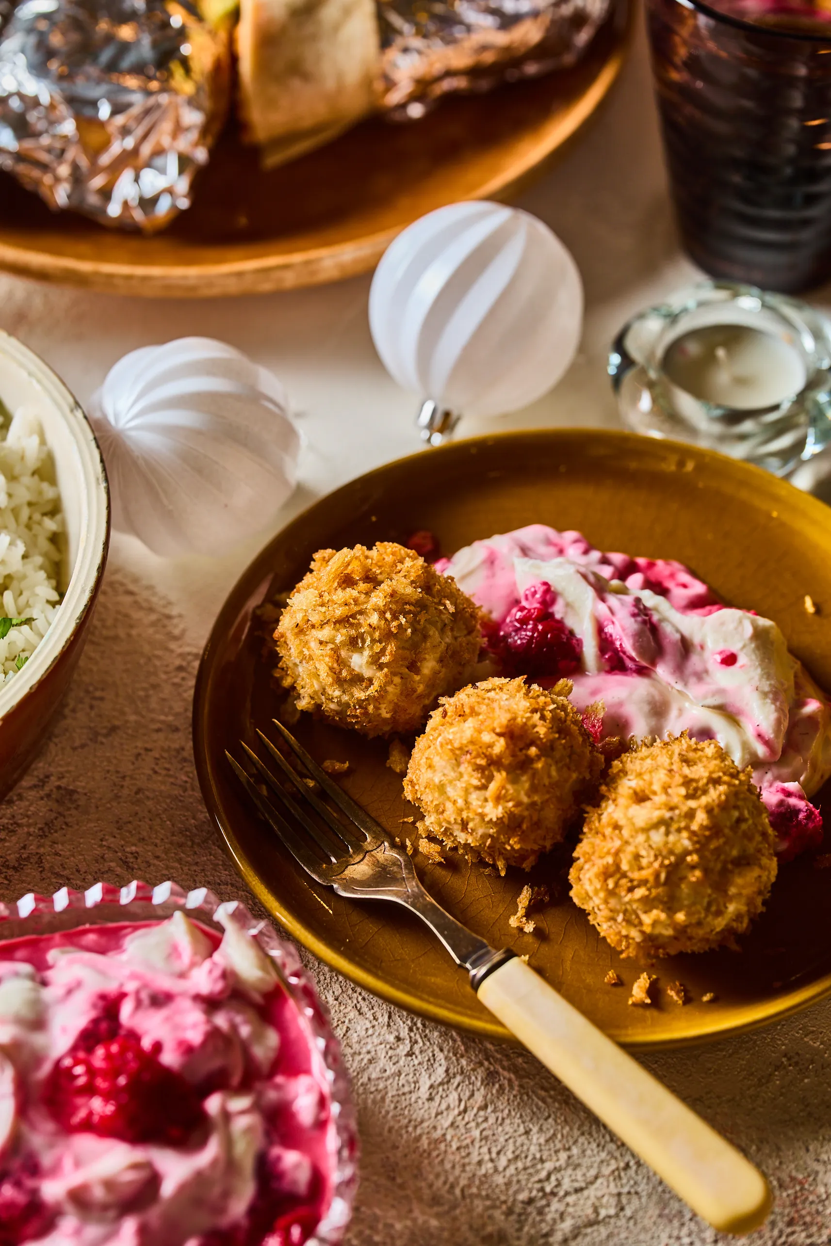 Zabos túrógombóc málnás-vaníliás krémmel