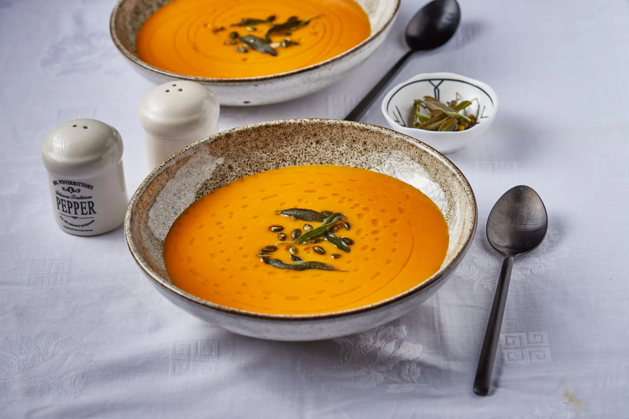 zsályás sütőtökkrémleves, sütőtökös recept